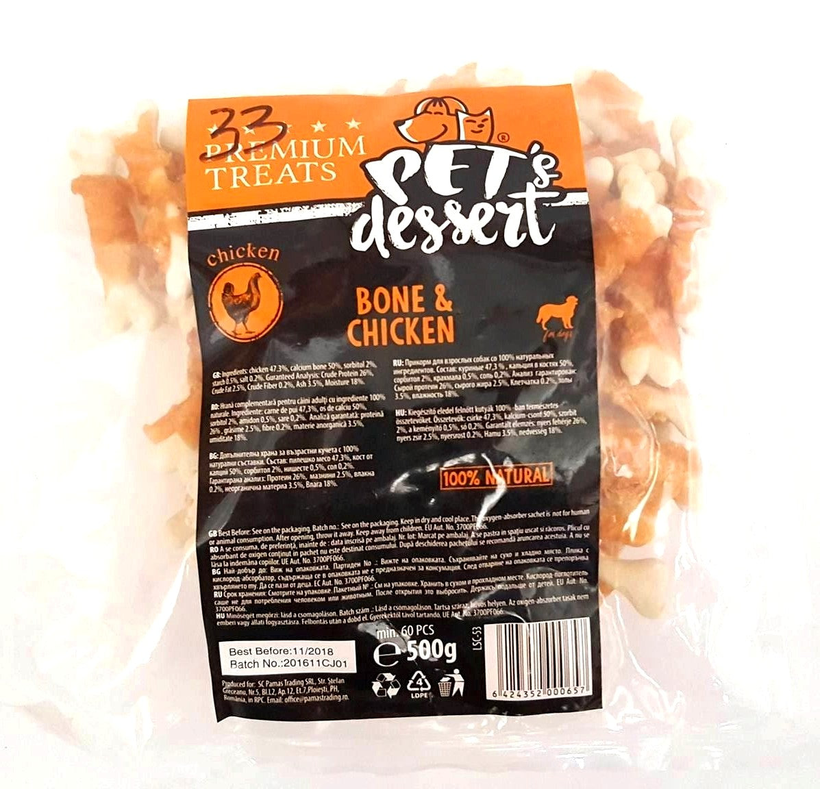 Pet’s Dessert Bone & Chicken 500g