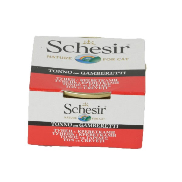Schesir Cat Conservă cu Ton şi Creveţi 85g Schesir Cat Conservă cu Ton şi Creveţi 85g