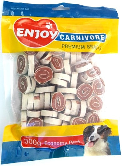 Recompense pentru caini Enjoy Carnivore Fusion Rolls cu pui si cod 100 gr