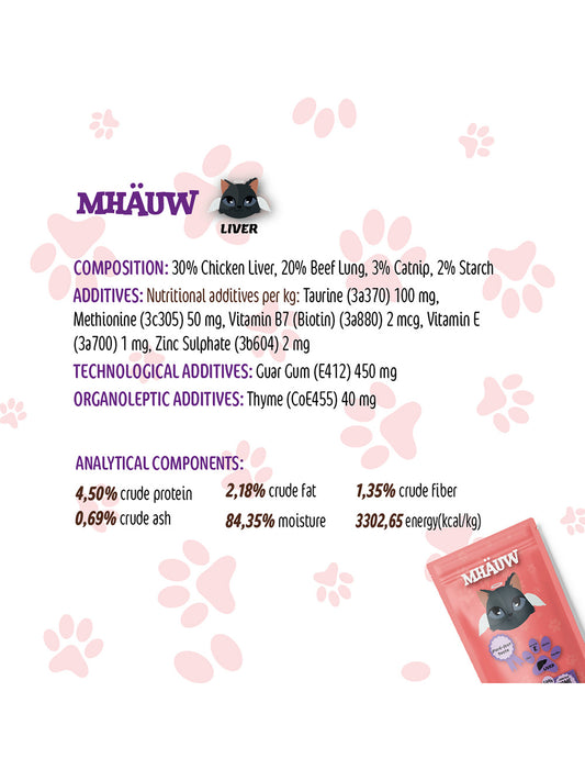 Hrană umedă pentru pisici cu ficat Mhauw, 80gr