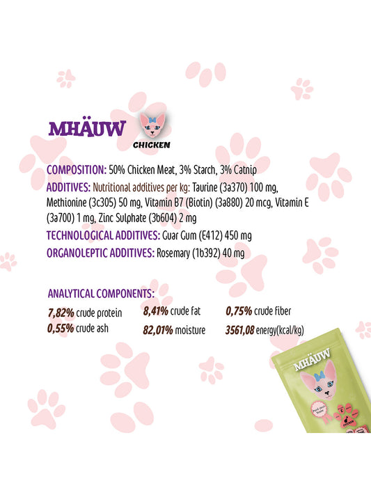 Hrană umedă pentru pisici cu pui Mhauw, 80gr