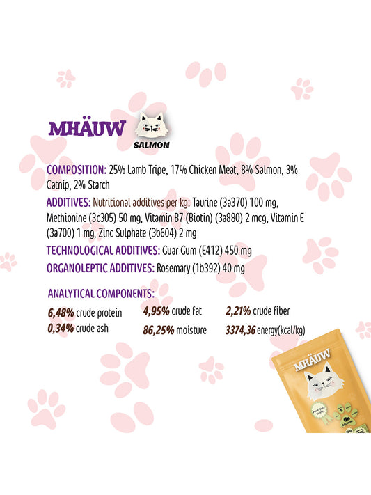 Hrană umedă pentru pisici cu somon Mhauw, 80gr