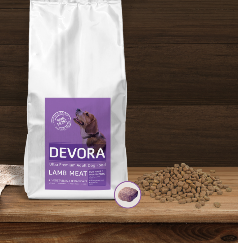 Hrana semi-umeda pentru caini Devora cu miel si orez 5 kg