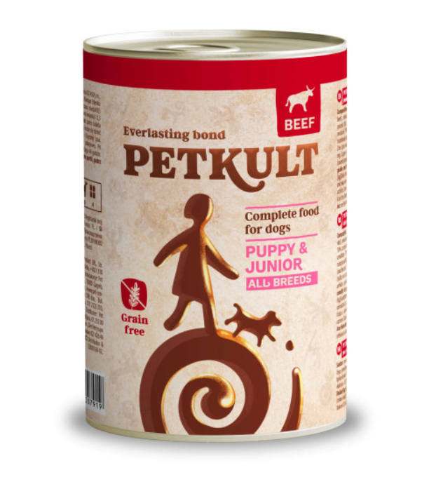 Hrana umeda pentru caini Petkult Junior cu vita 400 g