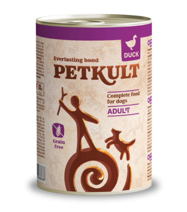 Hrana umeda pentru caini Petkult Adult cu rata 400 gr