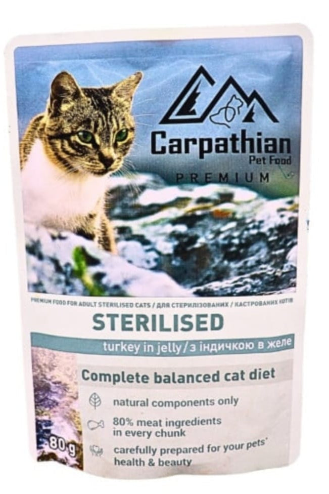 CARPATHIAN CAT PLIC STERILISED CURCAN IN JELEU 80G