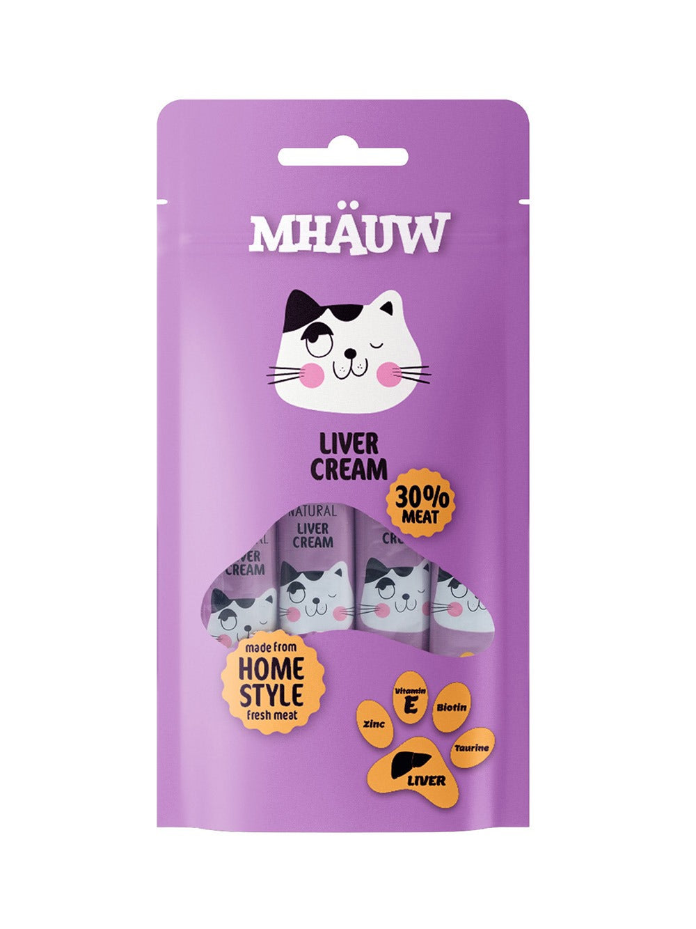 Recompense pentru pisici cu ficat Mhauw, 4bucx15g Recompense pentru pisici cu ficat Mhauw, 4bucx15g