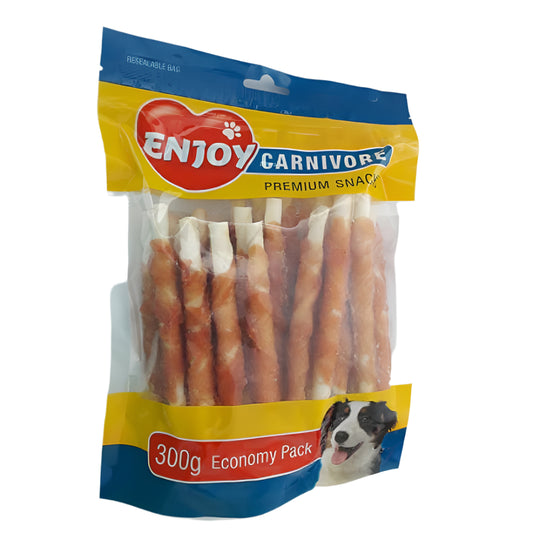Recompense pentru caini Enjoy Carnivore Rawhide Chews cu pui 300 gr