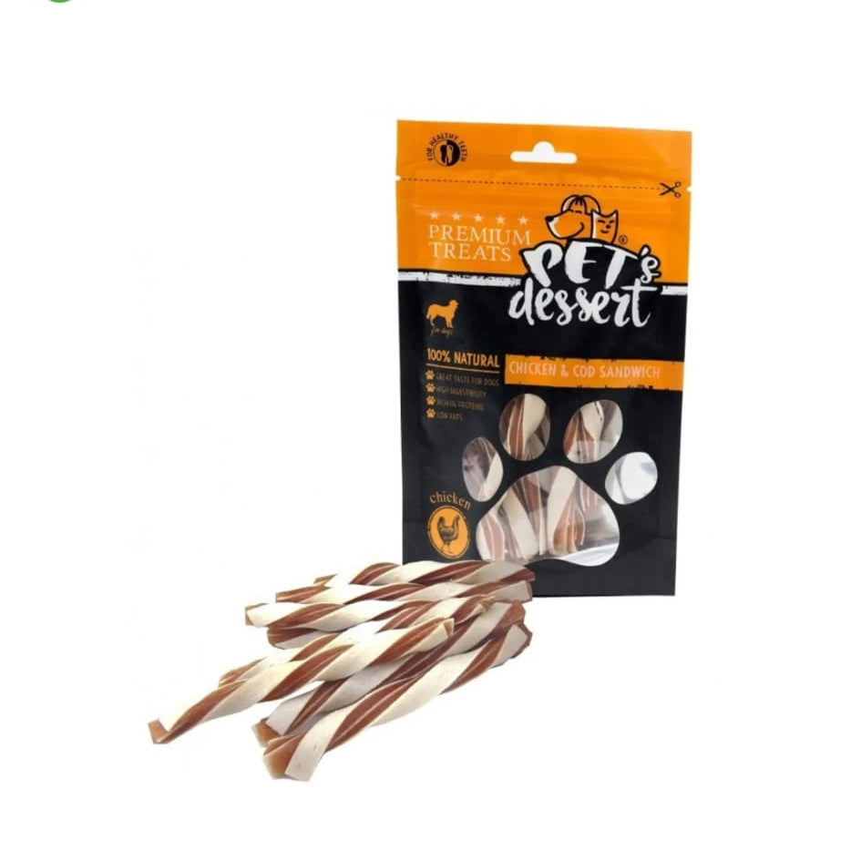 Pet’s Dessert Chicken & Cod Sandwich 80g Pet’s Dessert Chicken & Cod Sandwich 80g