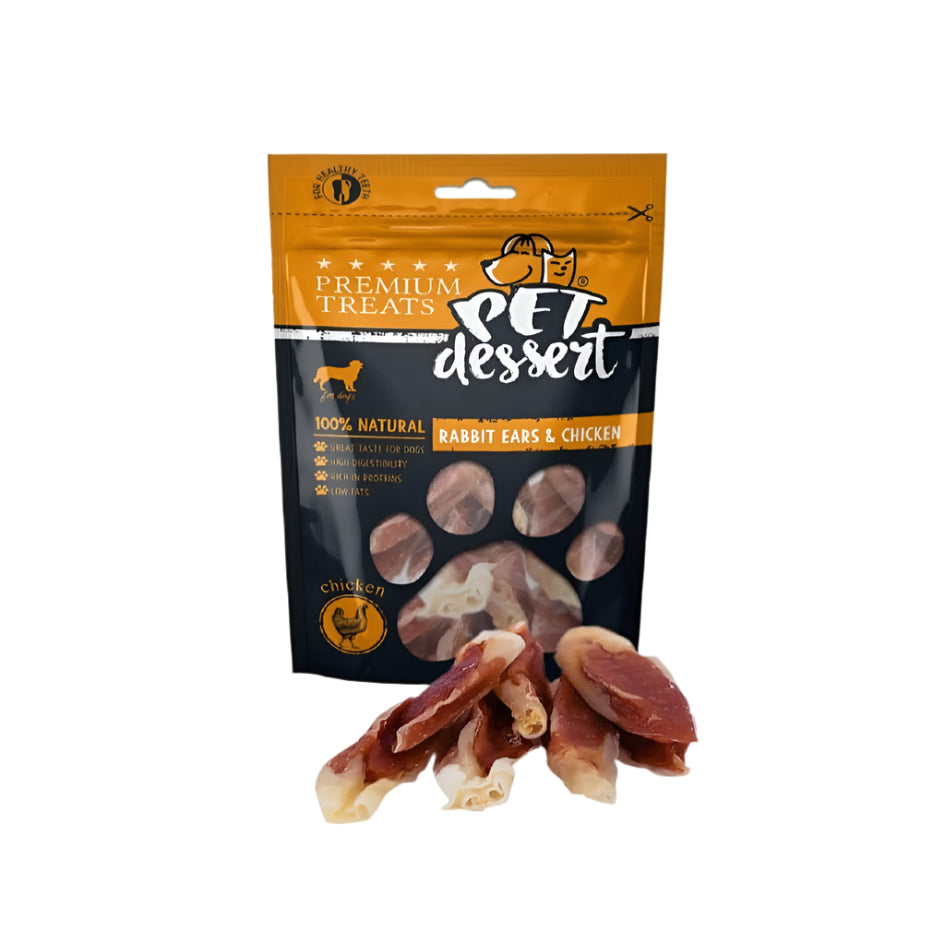 PET’S DESSERT Urechi de Iepure si Pui 80g PET’S DESSERT Urechi de Iepure si Pui 80g