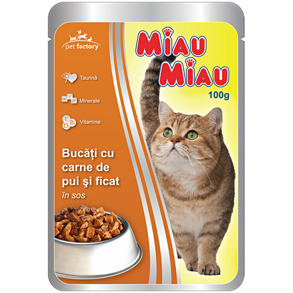 Miau Miau Plic Pui şi Ficat în Sos 100g