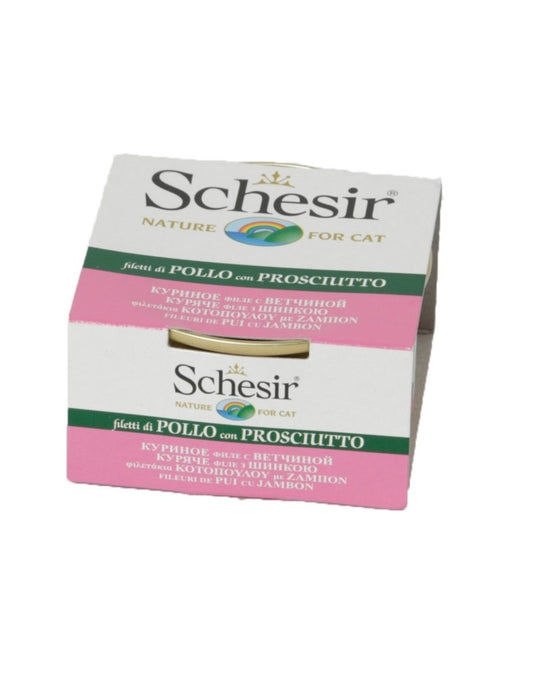 Schesir Cat Conservă cu Pui File şi Şuncă 85g