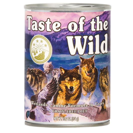 Taste Of The Wild Wetlands - Hrană umedă completă, fără cereale, pentru câini de toate taliile și vârstele 390g