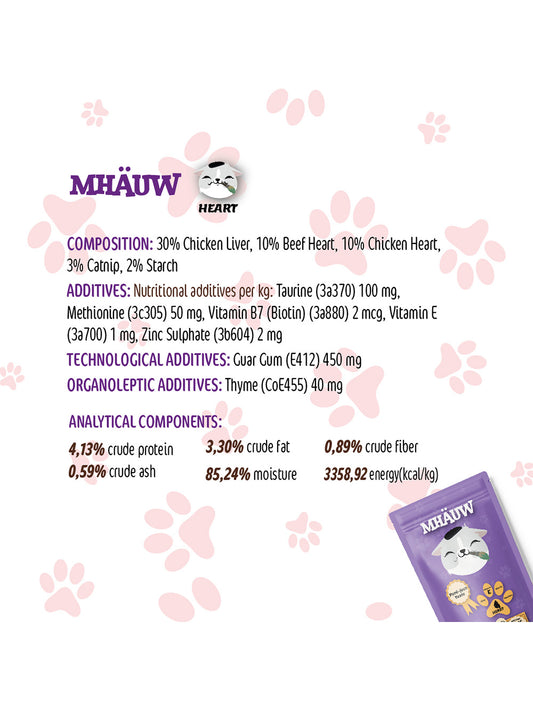 Hrană umedă pentru pisici cu inimă Mhauw, 80gr