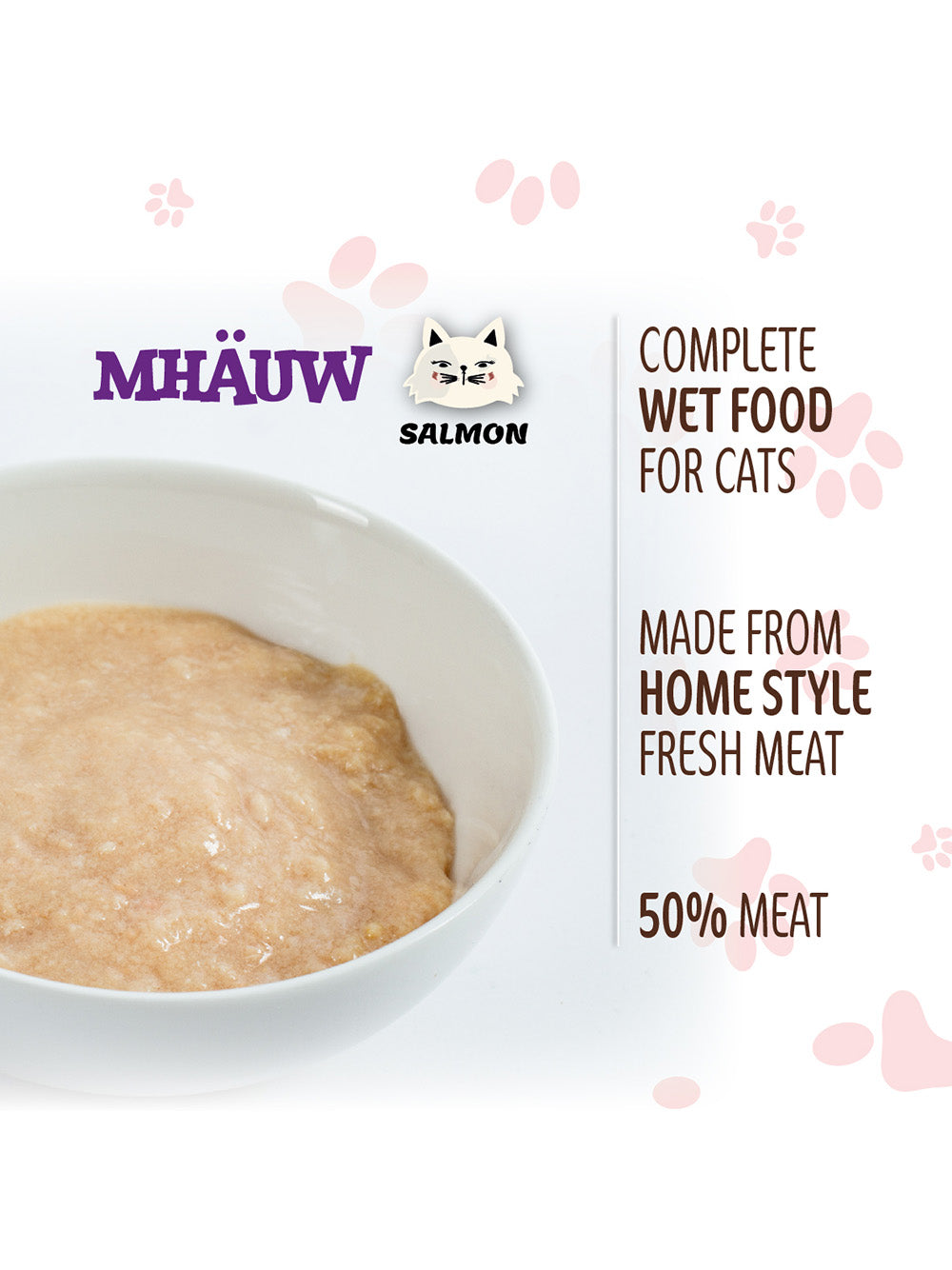 Hrană umedă pentru pisici cu somon Mhauw, 80gr