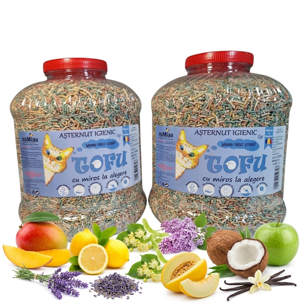 Tofu ecoMiau – Așternut biodegradabil și ecologic pentru pisici, Pachet 2x17 Litri