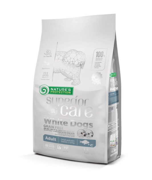Nature’s Protection Superior Care White Dogs Grain Free cu Pește Alb – Hrană Super Premium pentru câini de talie mică