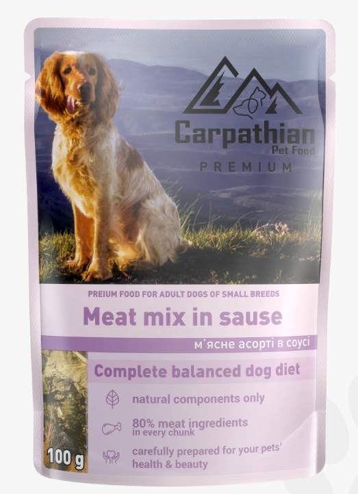 Hrana umedă premium pentru câini – Carpathian Meat Mix, 100g