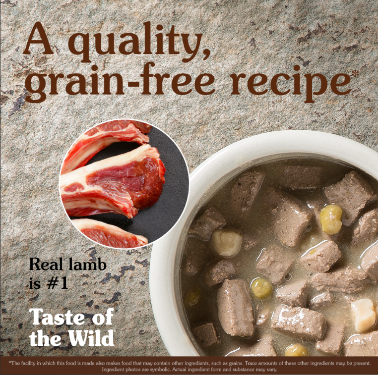 Taste of the Wild Sierra Mountain Canine – Hrană umedă completă cu miel, pentru câini de toate rasele și vârstele 390g