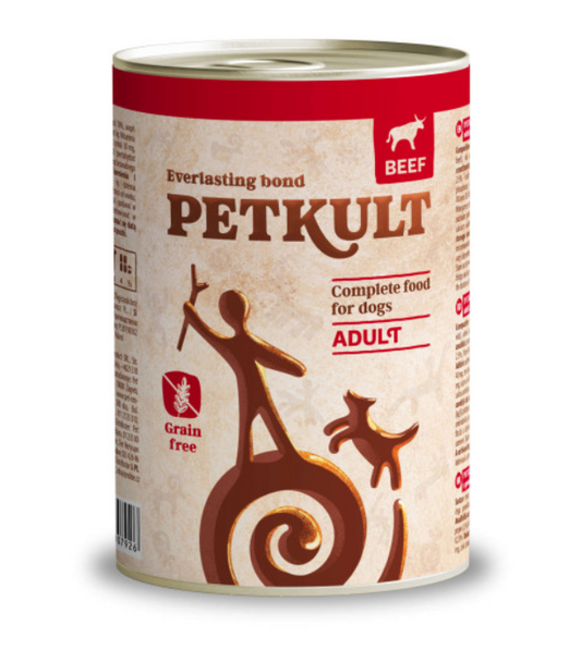 Hrana umeda pentru caini Petkult Adult cu vita 400 gr