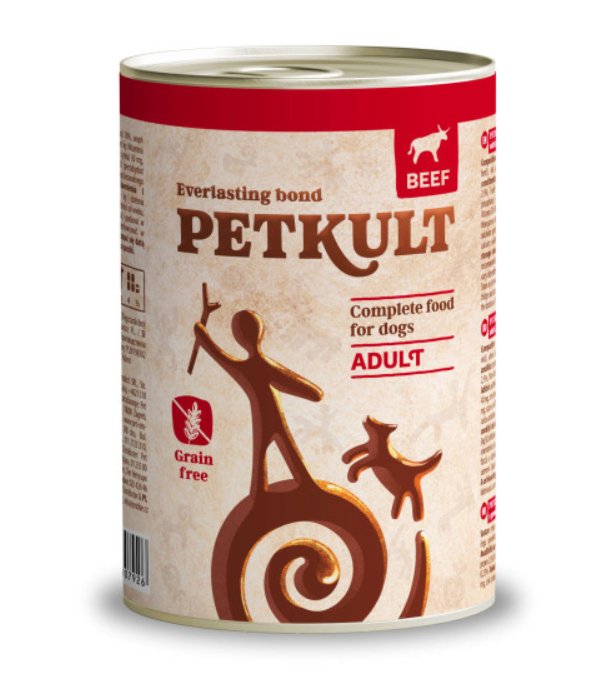 Hrana umeda pentru caini Petkult Adult cu vita 800 gr