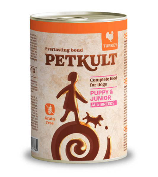 Hrana umeda pentru caini Petkult Junior cu curcan 400 g
