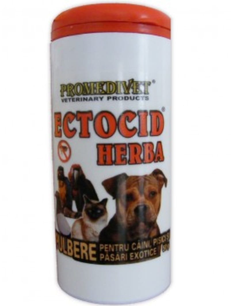 ECTOCID HERBA PULBERE PENTRU CAINI, PISICI SI PASARI DE COLIVIE 50G