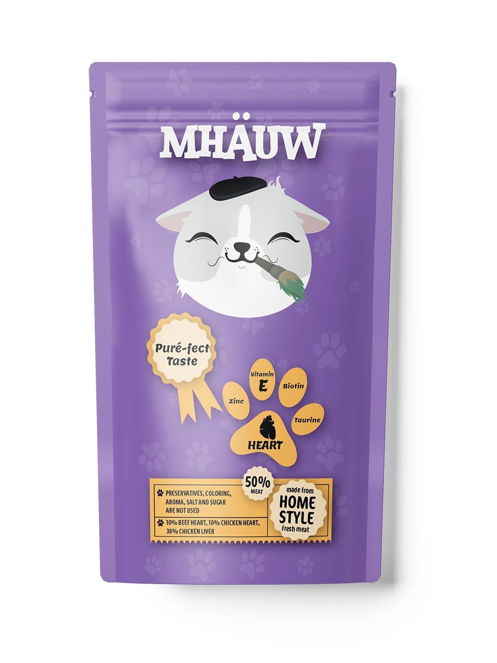 Hrană umedă pentru pisici cu inimă Mhauw, 80gr