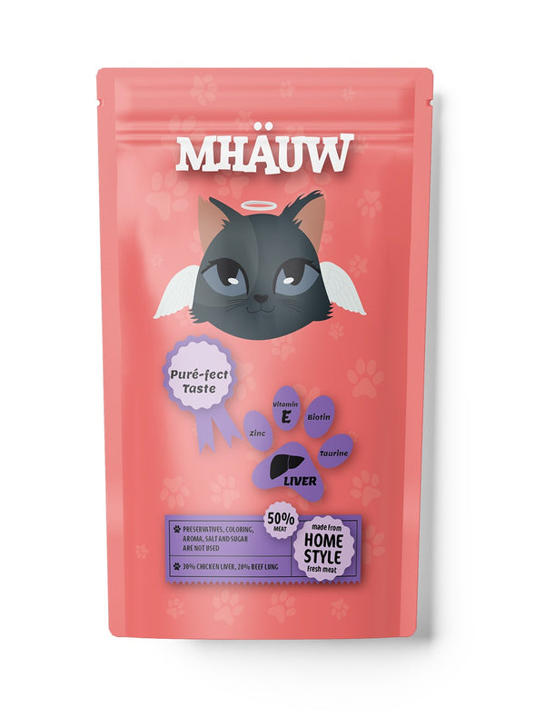 Hrană umedă pentru pisici cu ficat Mhauw, 80gr