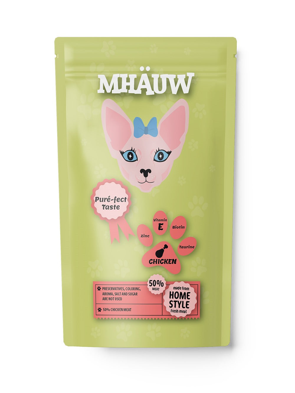 Hrană umedă pentru pisici cu pui Mhauw, 80gr