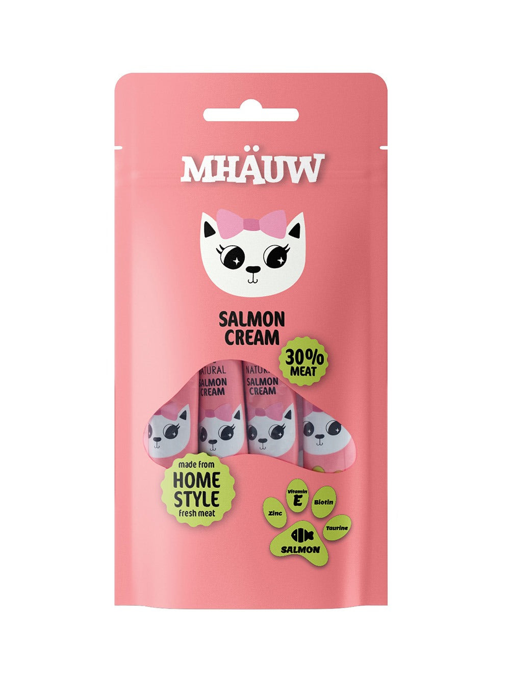 Recompense pentru pisici cu somon Mhauw, 4bucx15g