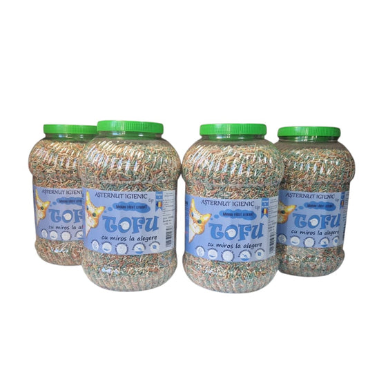 Tofu ecoMiau – Așternut biodegradabil și ecologic pentru pisici, Pachet 4x8 Litri