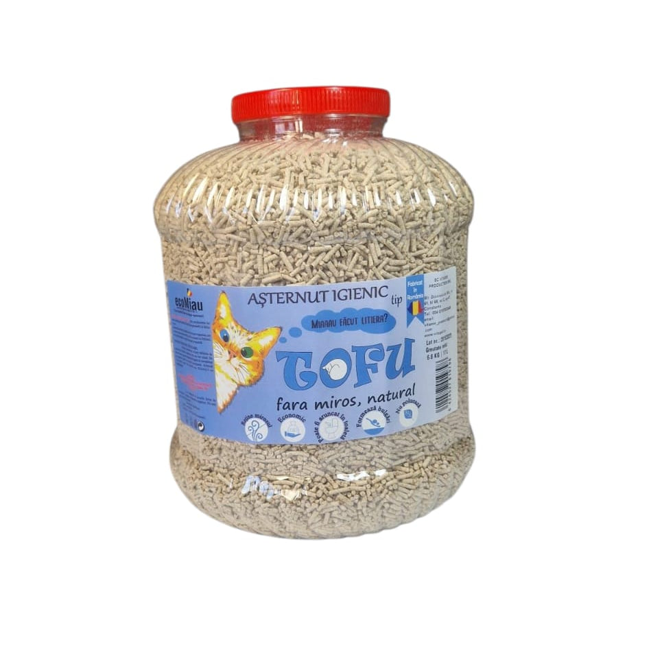 Tofu ecoMiau – Așternut biodegradabil și ecologic pentru pisici, natural, fara miros, 17 Litri